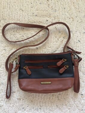 Stone & Co. Black and Brown Leather Crossbody Bag